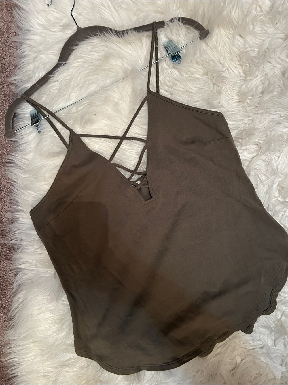 Express Olive Green Strappy V-Neck Camisole